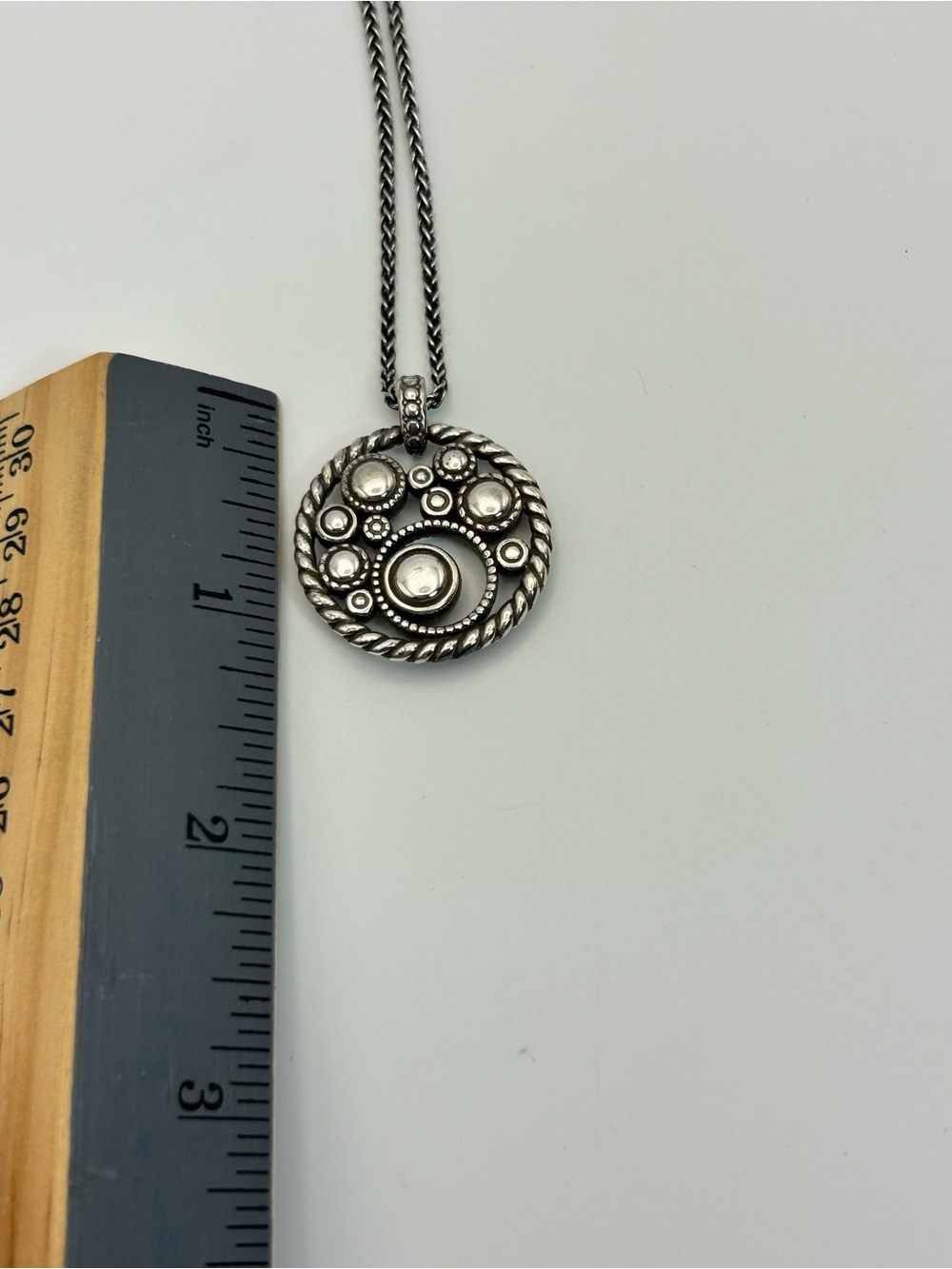 Brighton Halo Necklace Silver Plated 18" Blue Purple Crystals Round Pendant - Picture 10 of 10
